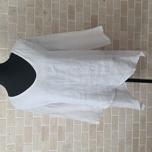 Click  Women's White Lightweight Linen 3/4 Sleeve Boho Tunica (Sz M)